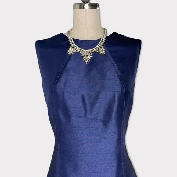 Tahari Satin Sleeveless Shift Dress Baby Blue Size 4 - Picture 4 of 10